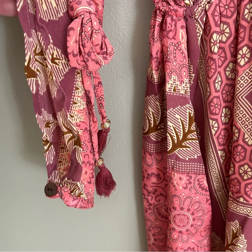 NWT raga passion struck slit sleeve mini dress women’s size medium pink boho - Picture 4 of 10